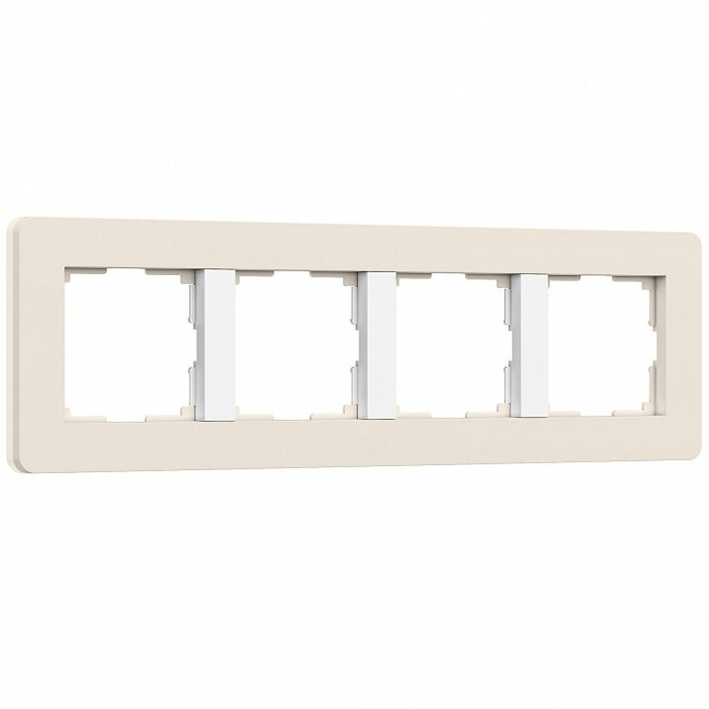 Рамка на 4 поста Werkel Split (айвори/белый, soft-touch) W0043066