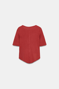 ZARA ФУТБОЛКА С ЭФФЕКТОМ ПОТЕРТОСТИ, КРАСНЫЙ