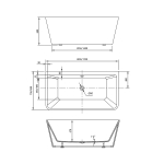 Ванна акриловая Vincea VBT-425-1700 1700*800*600, цвет белый, щелевой перелив, слив хром