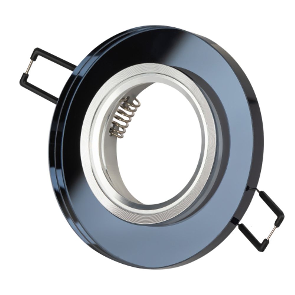 DK7 CH/BK Светильник ЭРА декор стекло круглое MR16,12V/220V, 50W, хром/черный | Декоративные встраиваемые светильники