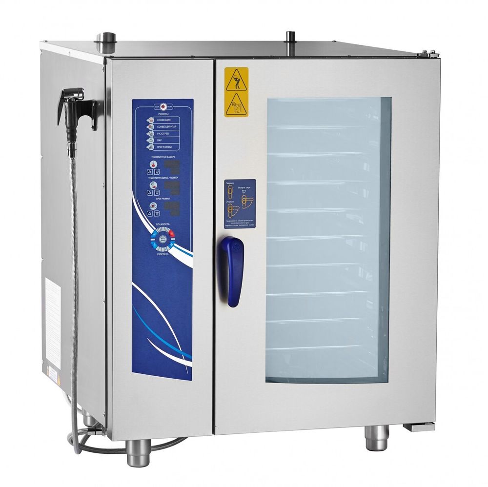 11000019265 Абат Пароконвектомат ПКА 10-1/1ВМ2 (инжекционный, 10хGN-1/1, память на 110 программ приготовления, вся нерж, без г/емкостей, 3х-канальный щуп, регулировка влажности, 5 скоростей вращения вентилятора)