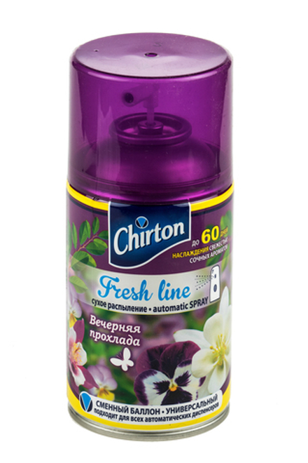 Освежитель Чиртон Фреш Лайн с ароматом Вечерняя прохлада сменный баллон для диспенсера 250мл аэрозоль "Чиртон"