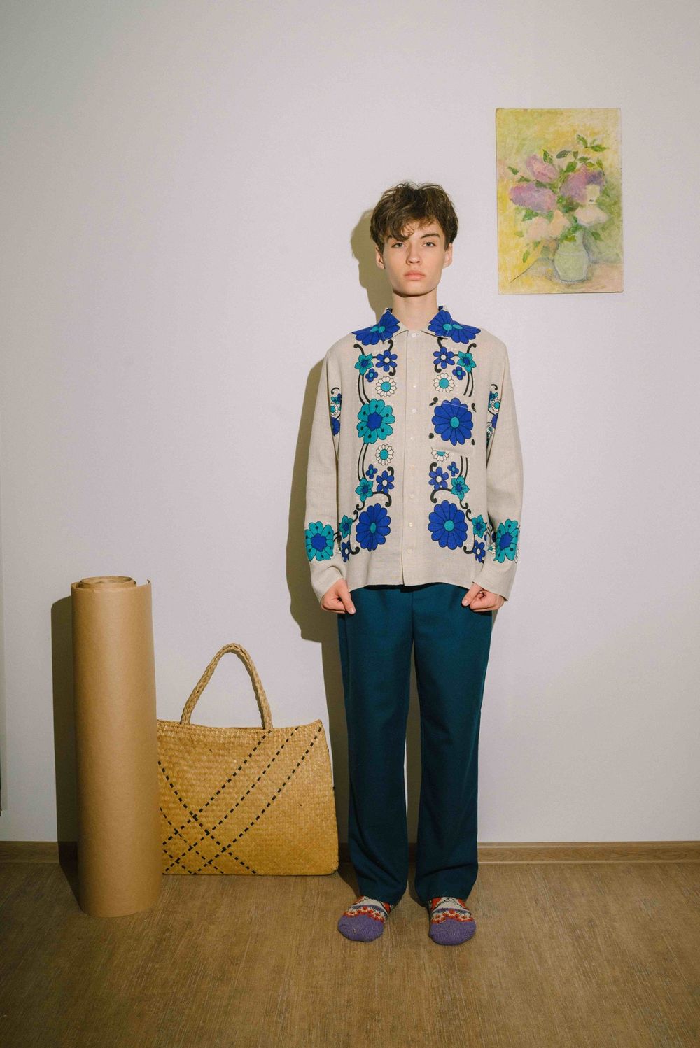 Рубашка Soeurs Chamomile Blue Shirt beige