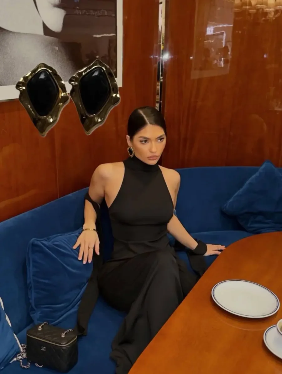 Серьги ромбы с черным литьем