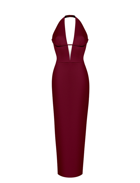 Платье миди удлиненное из сатина с вырезом