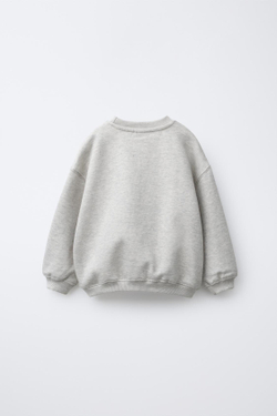 ZARA ТОЛСТОВКА В СТИЛЕ VARSITY С АППЛИКАЦИЕЙ ИЗ МАХРОВОЙ ТКАНИ, СЕРЫЙ МЕЛАНЖ