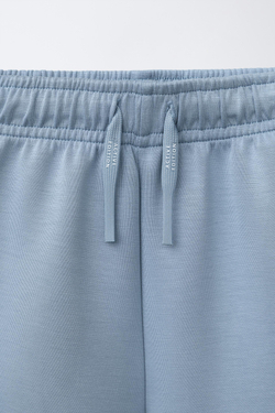 ZARA ШОРТЫ-БЕРМУДЫ SPORTY С НАДПИСЬЮ, ЗЕЛЕНОВАТО-СИНИЙ