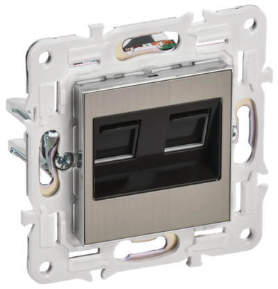 SKANDY Розетка компьютерная двойная RJ45 кат.5E SK-K03N металл никель IEK