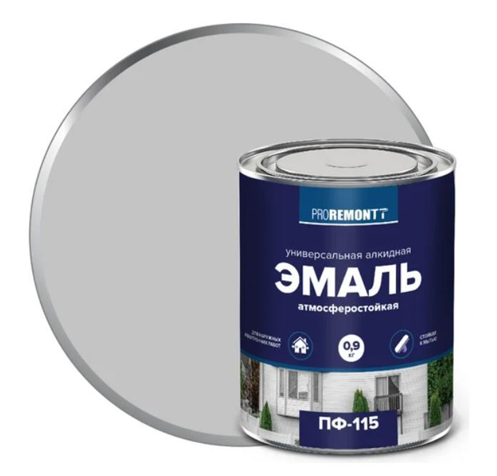 Эмаль ПФ-115 PROREMONTT серый RAL 0,9 кг