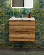 Тумба с раковиной подвесная BelBagno MARINO-CER-N-600-2C-SO-RR-P Rovere Rustico, раковина белая BB-8099-60