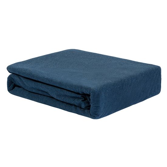 Простыня на резинке из хлопкового трикотажа темно-синего цвета из коллекции essential, 160х200х30 см