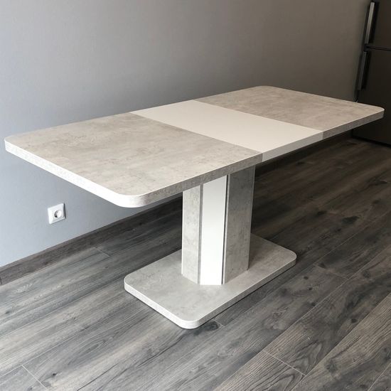 Стол прямоугольный STORK Белый бетон/ Белый 120 (+40) x 75