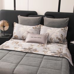 Комплект постельного белья с одеялом Сатин Велюрия Люкс «Пальмовая идиллия»