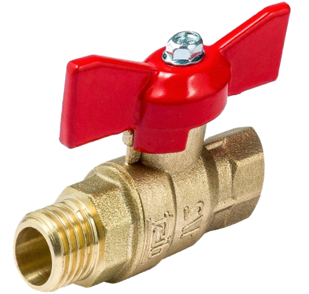 Кран шаровой 1/2 ВР/НР DN15 PN40 (Ручка - Бабочка)