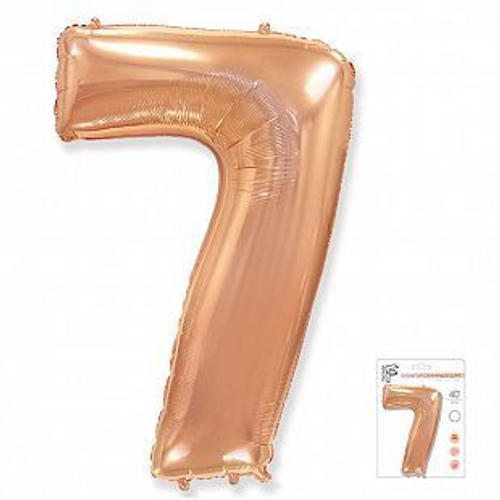 Шар фольгированный Цифра "7" розовое золото 40" с гелием