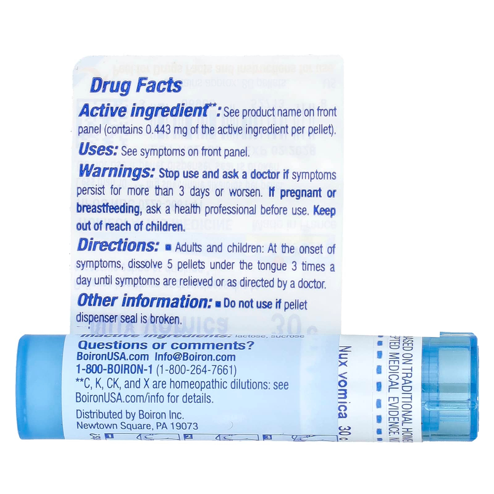 Boiron, Nux Vomica, 30C, для облегчения изжоги, примерно 80 гранул