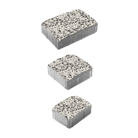 Тротуарная плитка УРИКО, комплект из 3 видов плит, Стоунмикс Белый с черным