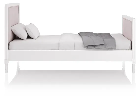 Кровать подростковая Elit (белый, розовая ткань)