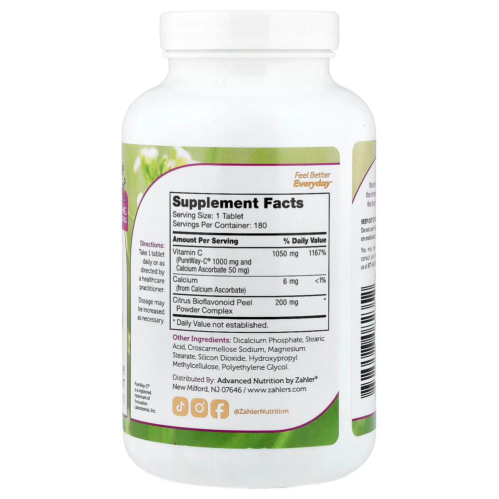 Zahler, PureWay-C®, витамин C и биофлавоноиды, 180 таблеток
