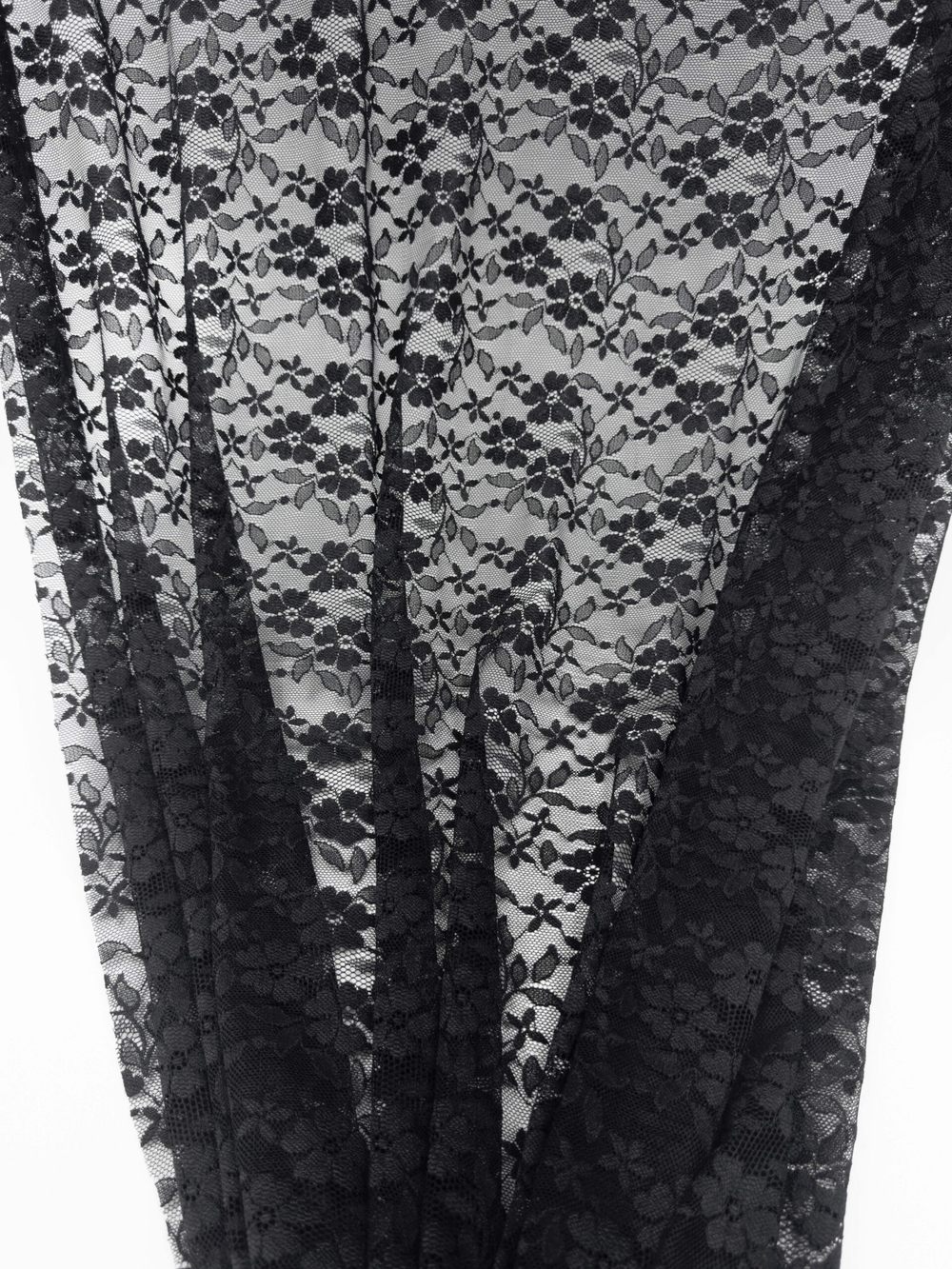 Гипюр эластичный черный ширина 150 см плотный ОТРЕЗЫ