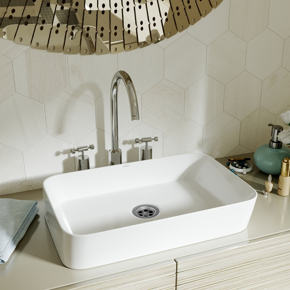 Раковина накладная на столешницу WAVE City 550*390*120 ш*г*в без перелива,белый,прямоуг