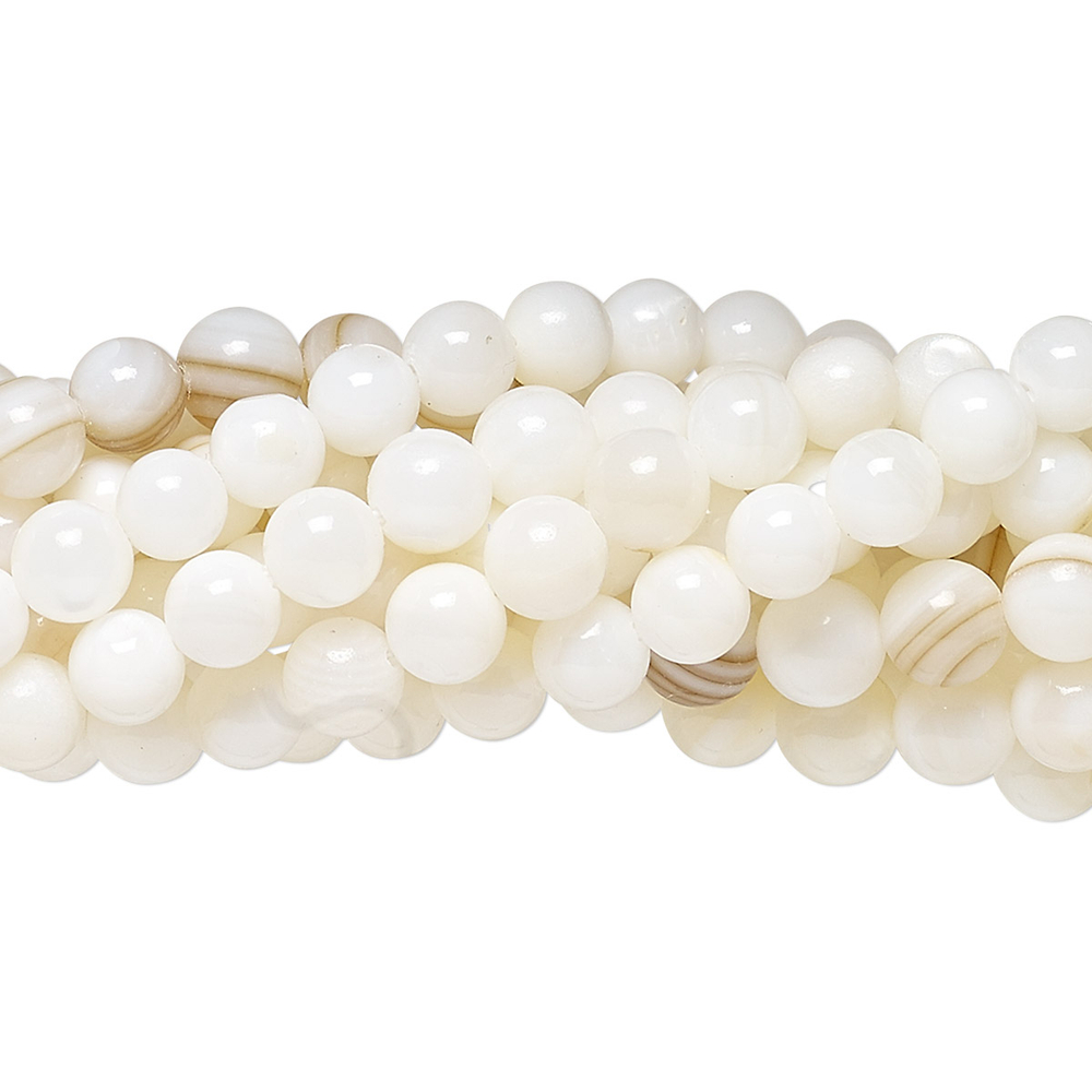 А006 Бусины из ракушки 6мм белые, 40см