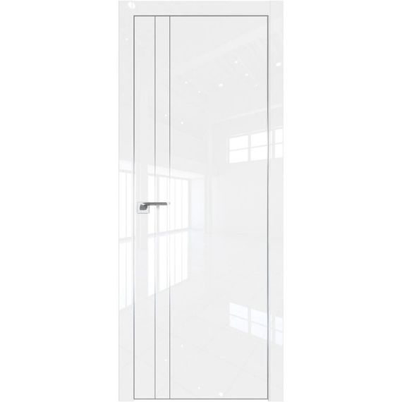 Межкомнатная дверь глянцевая Profil Doors 12LE белый люкс с алюминиевым молдингом