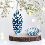 Ёлочные игрушки «Таинственное очарование» Шишки 9 см (набор 2шт), сапфир