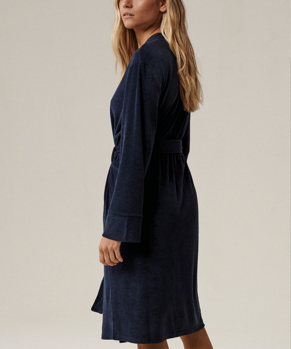 Женский халат Atlantic, 1 шт. в уп., хлопок, темно-синий, SZL-002