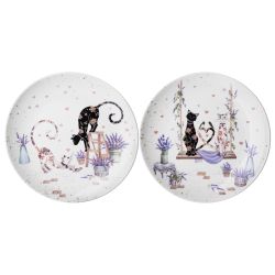 НАБОР ТАРЕЛОК ЗАКУСОЧНЫХ LEFARD "ЛАВАНДОВЫЕ КОТЫ" 2 ШТ. 20,5*2 СМ (КОР=18НАБ.)