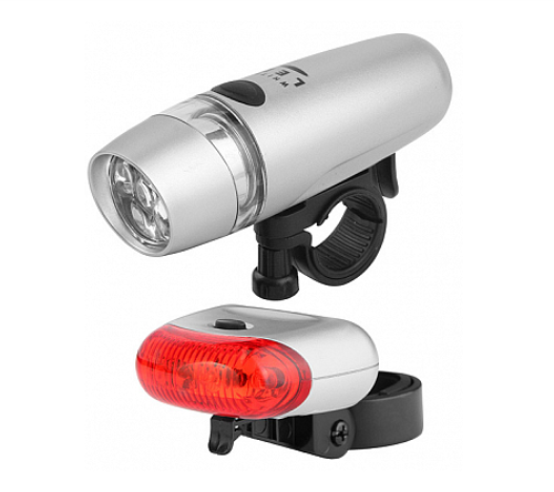 Фонари передний и задний JY-813A 5 и 5 светодиодов 3 режима серебр., арт.560045 (10216170/131021/0307188, Китай)