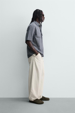 ZARA БРЮКИ RELAXED FIT КАРГО, ЖЕЛТОВАТО-БЕЛЫЙ