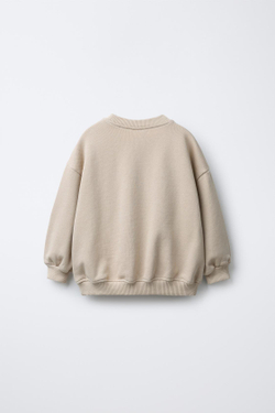 ZARA ТОЛСТОВКА С ПРИНТОМ, СВЕТЛО-БЕЖЕВЫЙ