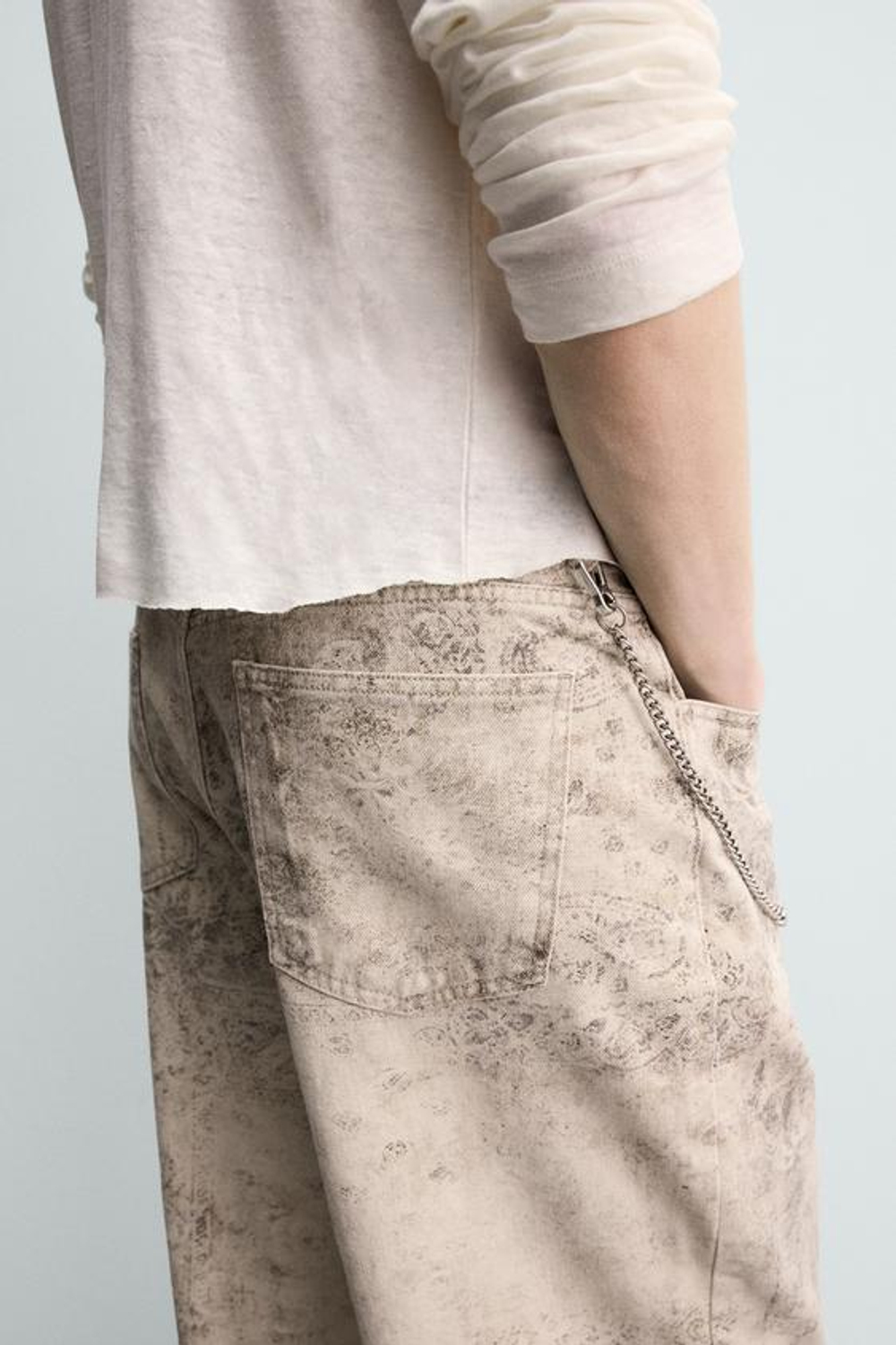 ZARA БРЮКИ BAGGY С АБСТРАКТНЫМ ПРИНТОМ, С ПРИНТОМ