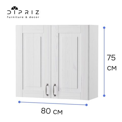 Навесной кухонный шкаф 80 см Венесуэла 2 двери, из массива сосны, белый воск