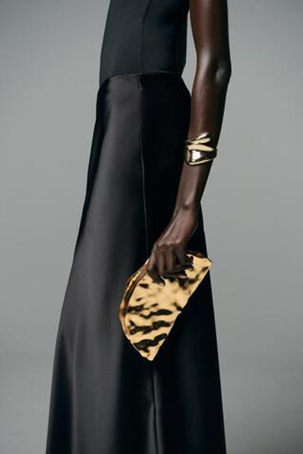 ZARA ЖЕСТКАЯ МЕТАЛЛИЗИРОВАННАЯ СУМКА, ЗОЛОТИСТЫЙ