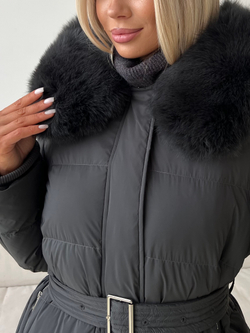 Пуховик Fresh макси графит