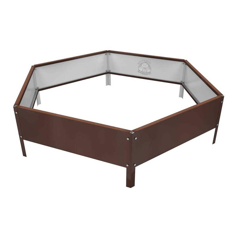 Клумба многоугольная оцинкованная с ножками 1 ярус RAL 8017 Шоколад