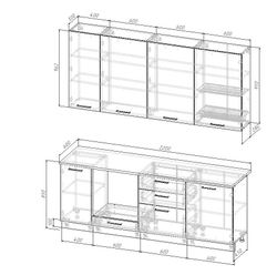 Кухонный гарнитур Вегас 2200 (38мм)
