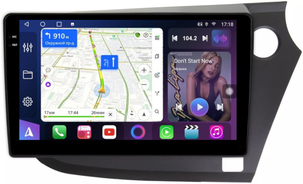 Магнитола для Honda Insight 2 2009-2014 (правый руль) - FarCar 22-304 монитор 9.5" QLED на Android 14, TS18, CarPlay, 4G SIM-слот