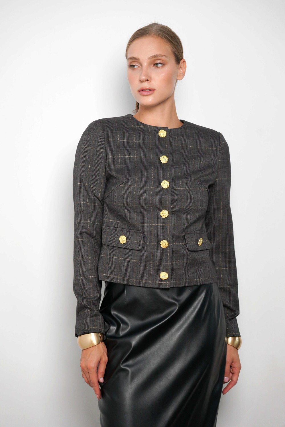 Жакет «Богачка» в золотую клетку
