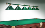 Лампа STARTBILLIARDS 6 пл. (плафоны зеленые,штанга зеленая,фурнитура золото)