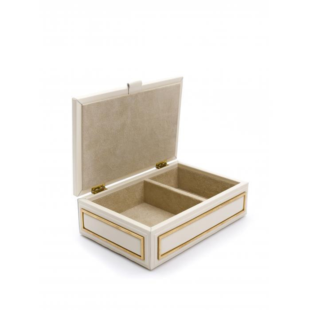 Шкатулка большая прямоугольная «Deco». Цвет молочный