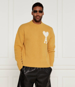 Хлопковый свитер AMI Paris - горчичный(UKS025 KN0032)