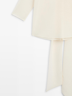 Massimo Dutti Струящаяся блузка - STUDIO, натуральный/кремовый