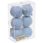 Новогодние шары «Воздушные перья» 4 см (набор 6 шт), голубой