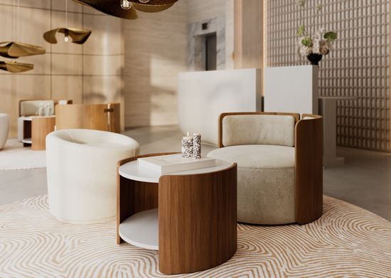 Кресло крутящееся Lagom 800 цвет молочный букле/натуральный дуб