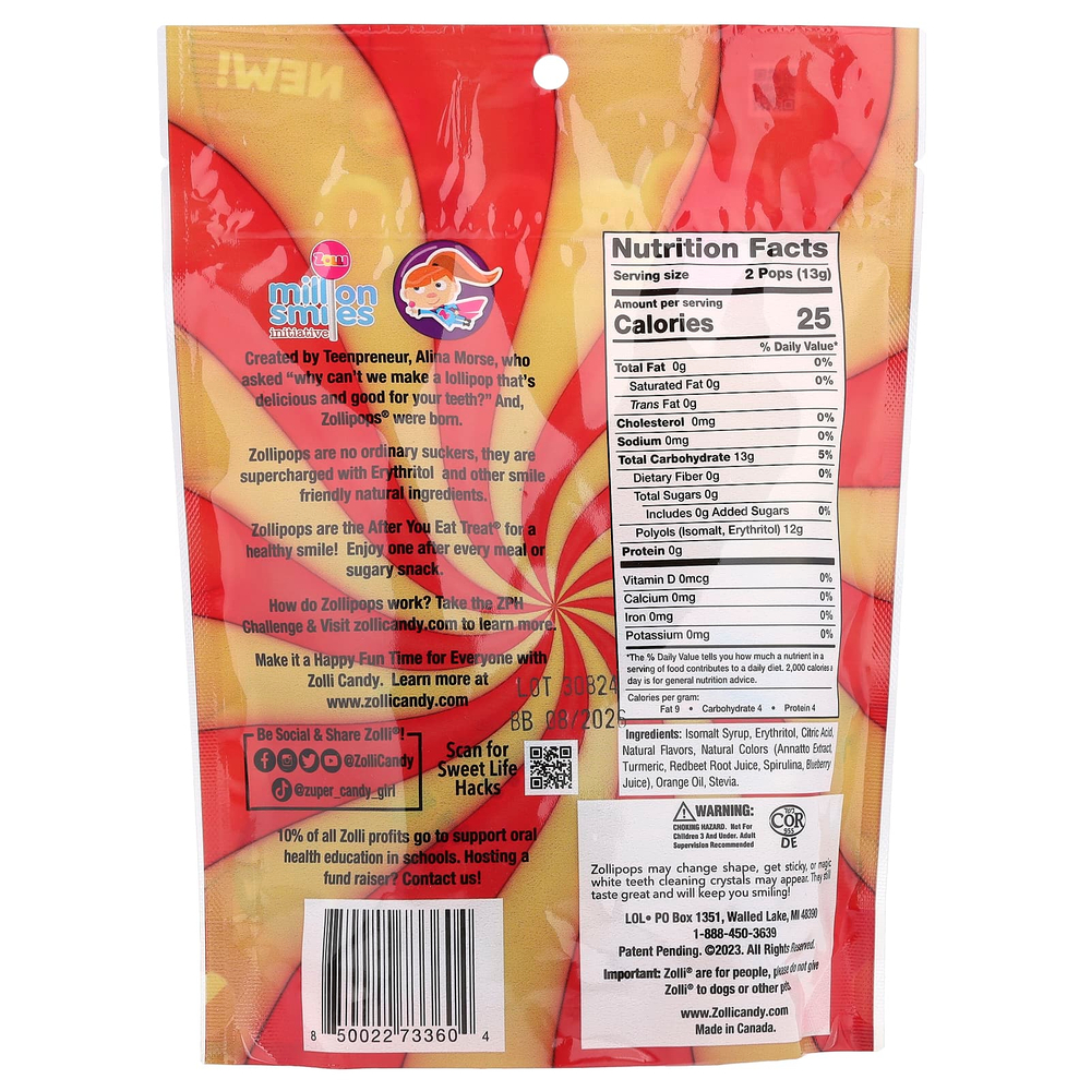 Zollipops, Suckers, манго и клубника, 147 г (5,2 унции)