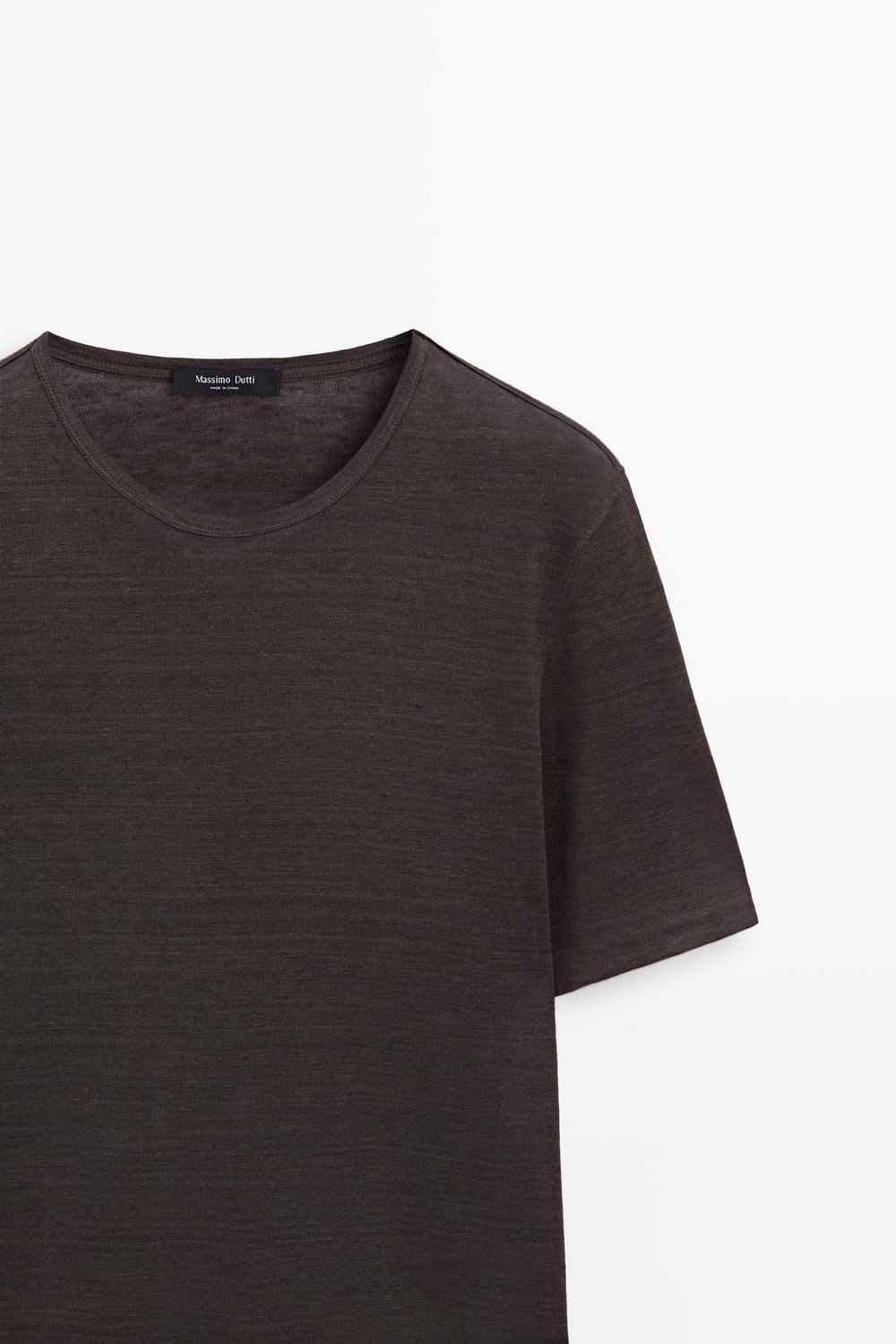 Massimo Dutti Футболка с коротким рукавом из 100% льна, коричневый