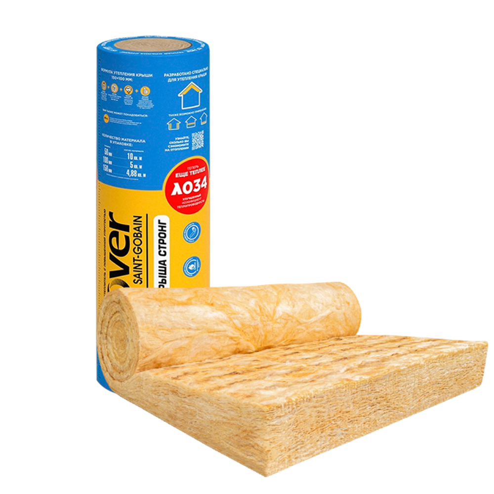 Утеплитель Теплая Крыша Стронг (Изовер) 4100мм×1220мм×50мм 2шт, 10м2